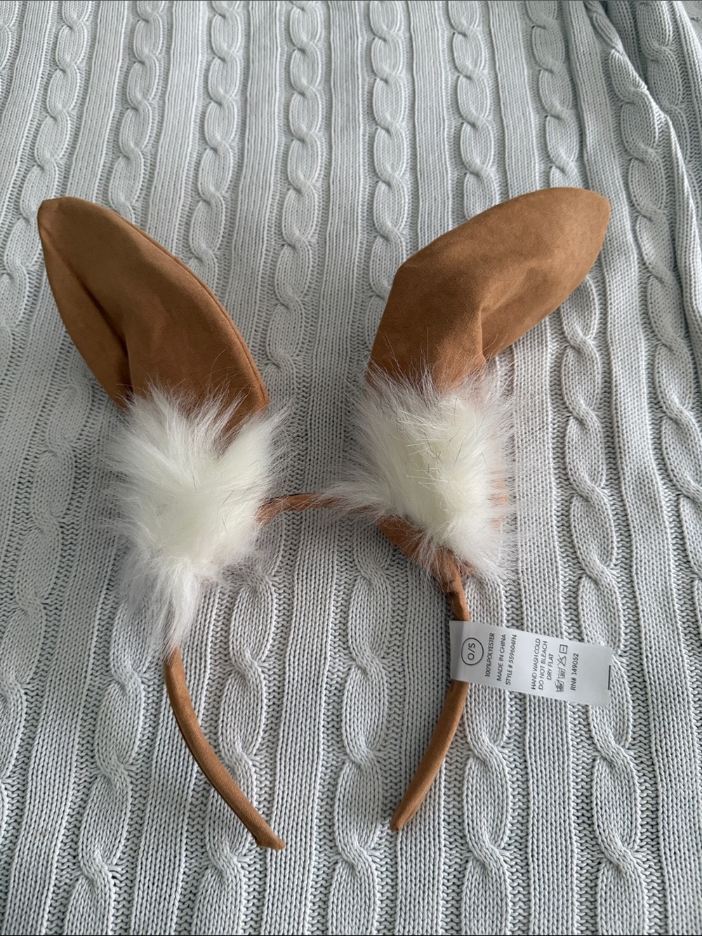 Kids Faux Fur Brown Bunny Ear Headband